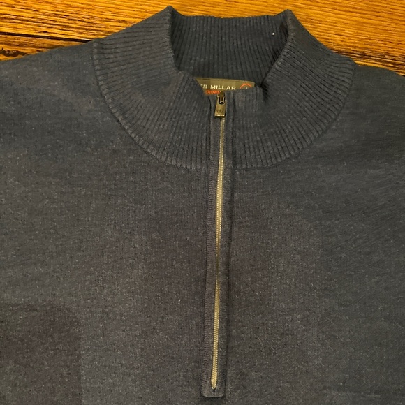 PETER MILLAR CROWN SPORT BLUE HALF ZIP COTTON BLEND MENS SWEATER SIZE XL - Picture 6 of 8